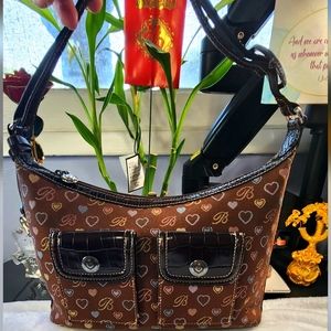 Brighton Brown and Black Heart Print Satchel
